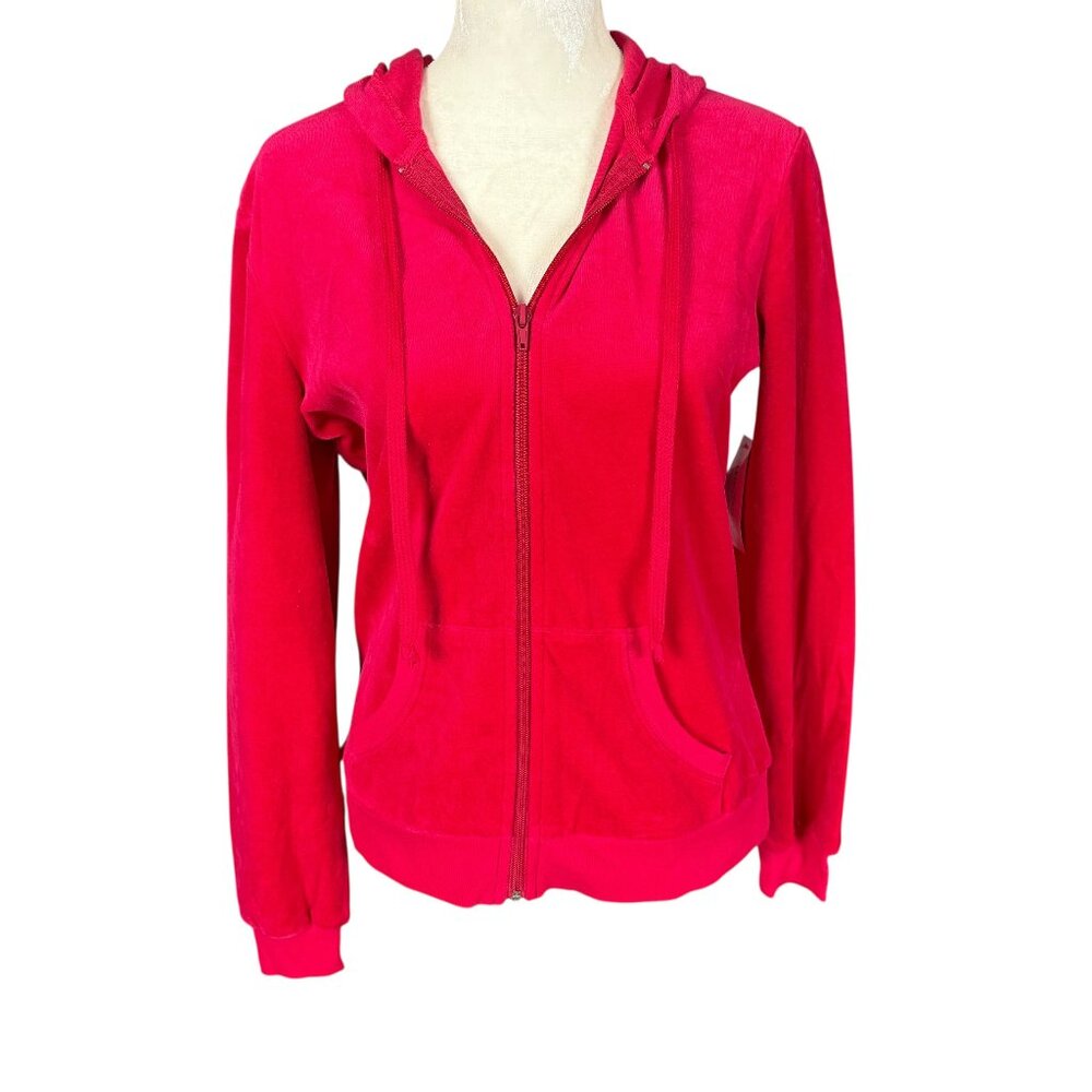 Bobbie Brooks women's hooded zip up sweatshirt in red size small very soft